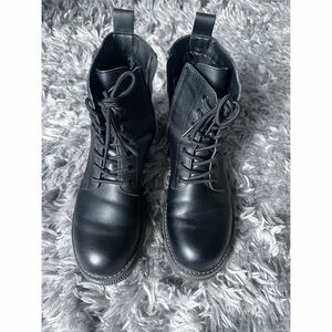 Black Leather Combat Boots Size 10